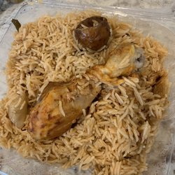 M&E Syrian Cuisine - Authentic Syrian regional home made slow-cooked chicken on a bed of rice pilaf. Comes with 2 drumsticks (sorry, ate the other).