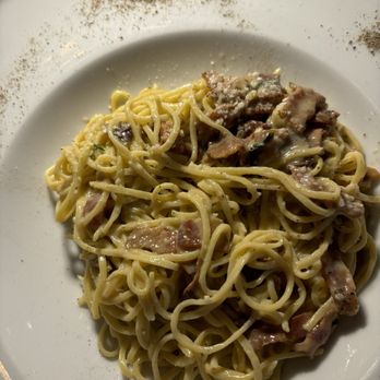 Tramonto Restaurant - My dish Spaghetti carbonara and you see plenty of Prosciutto - Italian Near Me - Hawthorne, New York Tramonto Restaurant - My dish Spaghetti carbonara and you see plenty of Prosciutto - Italian Near Me - Hawthorne, New York
