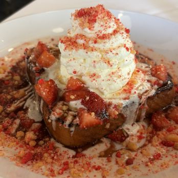 Atlantic Ocean Restaurant - This is the strawberry-crunch French toast topped with whipped cream .... I couldn't put the fork down on this one y'all! - Seafood Near Me - Houston, Texas