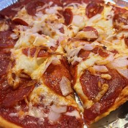 Ruffolo's Pizza - Pepperoni and onions on a gluten free crust