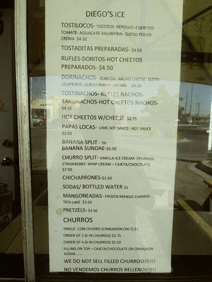 Menu photo 2 Diego's Ice El Paso, TX