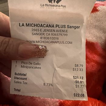La Michoacana Plus - Sanger - Receipt - Desserts Near Me - Sanger, California