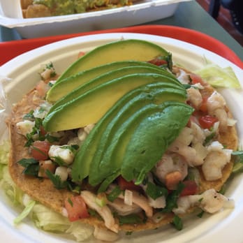 Jilberto's Mexican Food - Shrimp Ceviche tostada - Mexican Near Me - Escondido, California Jilberto's Mexican Food - Shrimp Ceviche tostada - Mexican Near Me - Escondido, California