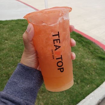 Tea Top - Grapefruit Green Tea (actually has fresh grapefruit pulp) - Bubble Tea Near Me - Katy, Texas Tea Top - Grapefruit Green Tea (actually has fresh grapefruit pulp) - Bubble Tea Near Me - Katy, Texas