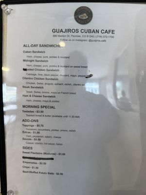 Menu photo 2 Guajiros Cuban Cafe Penrose, CO Menu photo 2 Guajiros Cuban Cafe Penrose, CO