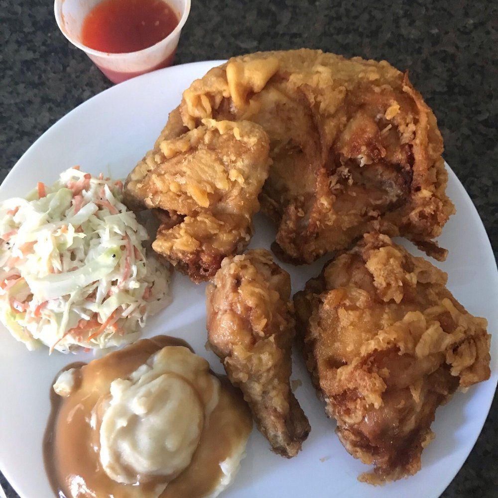Scratch Fried Chicken - 4 pc double fried with slaw and mashed potatoes and gravy and a side of honey sriracha - Chicken Wings Near Me - Greensboro, North Carolina Scratch Fried Chicken - 4 pc double fried with slaw and mashed potatoes and gravy and a side of honey sriracha - Chicken Wings Near Me - Greensboro, North Carolina