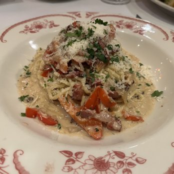 Rose's Cafe - Fresh Spaghetti with House-Made Pancetta, Red Bell Peppers, Cream & Pecorino - Italian Near Me - San Francisco, California Rose's Cafe - Fresh Spaghetti with House-Made Pancetta, Red Bell Peppers, Cream & Pecorino - Italian Near Me - San Francisco, California