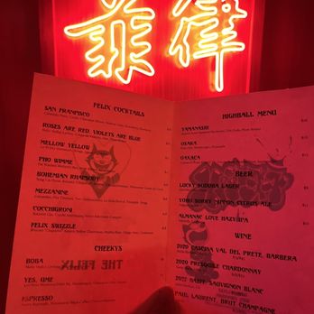 The Felix - Menu - Bars Near Me - San Francisco, California The Felix - Menu - Bars Near Me - San Francisco, California