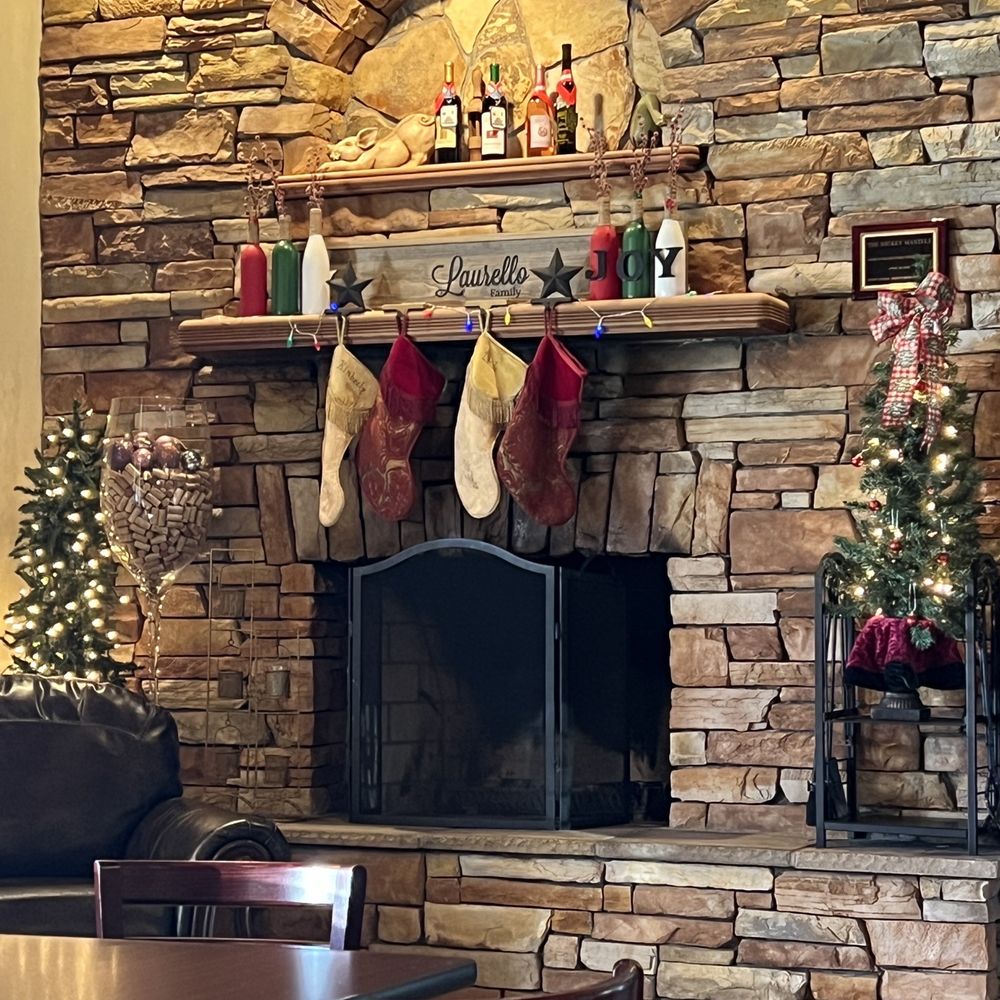 Dining room ambiance with fire place decorations. Dining room ambiance with fire place decorations.