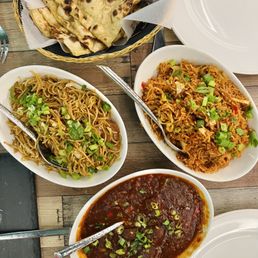 Hakka noodles, manchurian, schezwan rice