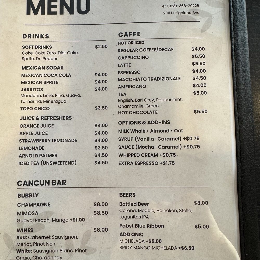 Cafe Cancun - Menu - Cafes Near Me - Los Angeles, California
