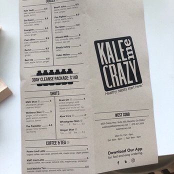 Kale Me Crazy - Menu - Juice Bars & Smoothies Near Me - Marietta, Georgia Kale Me Crazy - Menu - Juice Bars & Smoothies Near Me - Marietta, Georgia