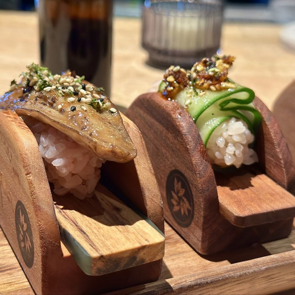 Kitsu Nori - Eggplant and cucumber hand rolls - Japanese Near Me - Austin, Texas Kitsu Nori - Eggplant and cucumber hand rolls - Japanese Near Me - Austin, Texas