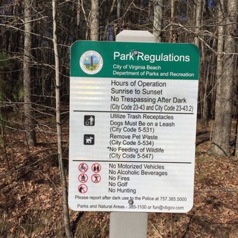 Stumpy Lake Natural Area - Park regulations sign - Rafting/Kayaking Near Me - Virginia Beach, Virginia