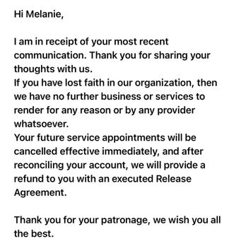 Veritas Backstage - Them banning me as a client but holding onto more then 3000k of my money - Medical Spas Near Me - Austin, Texas