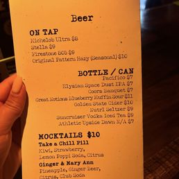Drink menu Drink menu