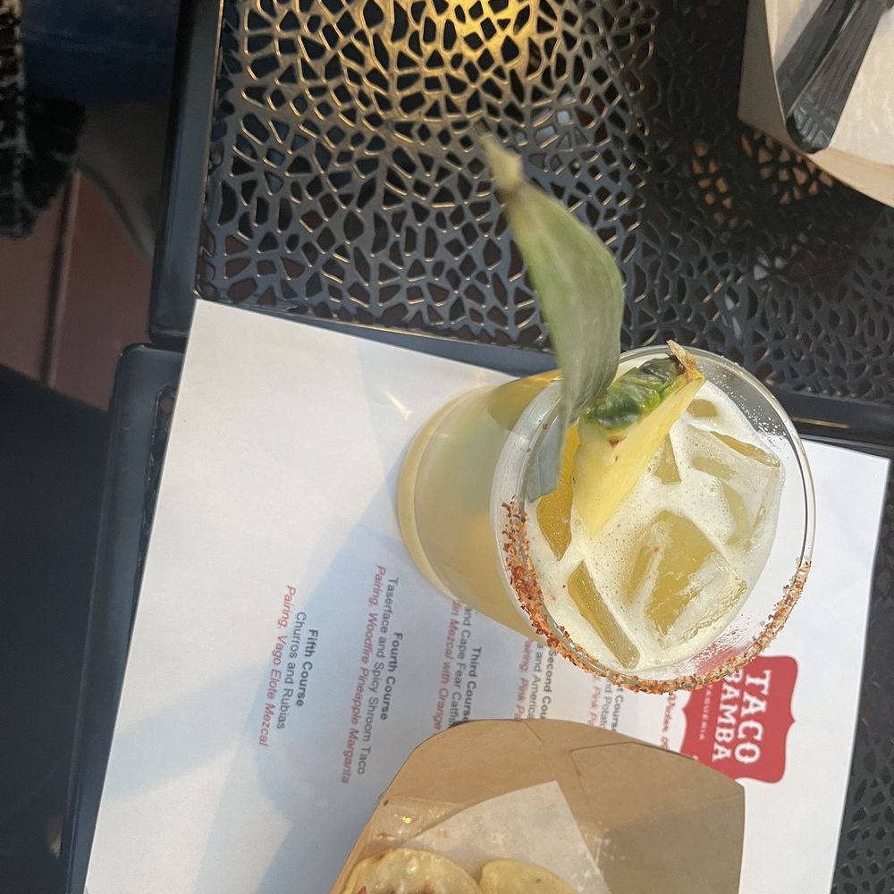 Taco Bamba Raleigh - Spicy pineapple margarita, taserface, and spicy shroom taco - Tacos Near Me - Raleigh, North Carolina Taco Bamba Raleigh - Spicy pineapple margarita, taserface, and spicy shroom taco - Tacos Near Me - Raleigh, North Carolina