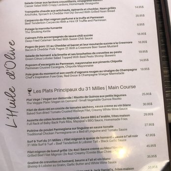 L'Huile d'Olive - Menu on Sept 1/19! - Bistros Near Me - Bouchette, Quebec