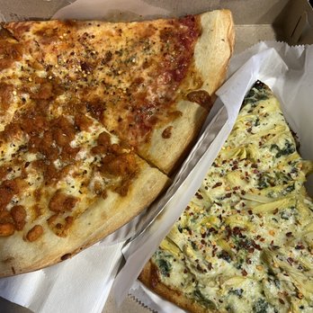 Grand Avenue Pizza - Cheese Pizza, Buffalo Chicken Pizza, Creamy Spinach and Artichoke with Alfredo Sauce Slice - Pizza Near Me - Astoria, New York
