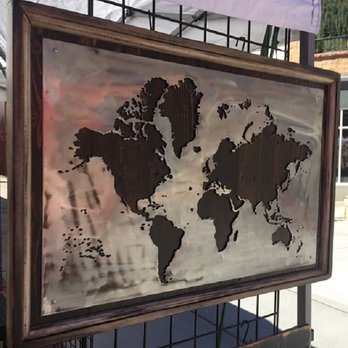 All About Pallets - Metal Atlas Map. Bright Metal and Dark Walnut Background. Two sizes 30"x50" and 24"x36 - Home Decor Near Me - Murray, Utah All About Pallets - Metal Atlas Map. Bright Metal and Dark Walnut Background. Two sizes 30"x50" and 24"x36 - Home Decor Near Me - Murray, Utah