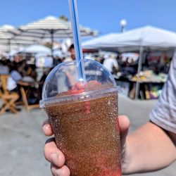 Los Feliz Flea - Husband's cold treat -- Strawberry Cola Slush