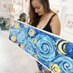 Conchita Studio - Original texture painting reminiscent of Van Gogh's original Starry Night.