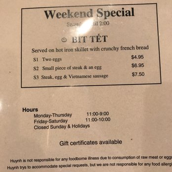 Huynh Restaurant - They serve breakfast too! - Vietnamese Near Me - Houston, Texas