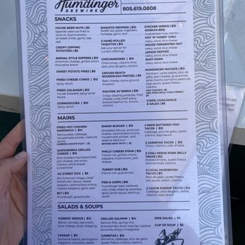 Humdinger Brewing - Menu as of April 2022 - New American Near Me - Arroyo Grande, California Humdinger Brewing - Menu as of April 2022 - New American Near Me - Arroyo Grande, California