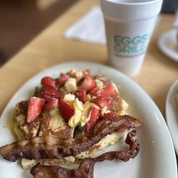 Eggs Up Grill - Strawberry Cheesecake Pancakes - Breakfast & Brunch Near Me - Columbia, South Carolina Eggs Up Grill - Strawberry Cheesecake Pancakes - Breakfast & Brunch Near Me - Columbia, South Carolina