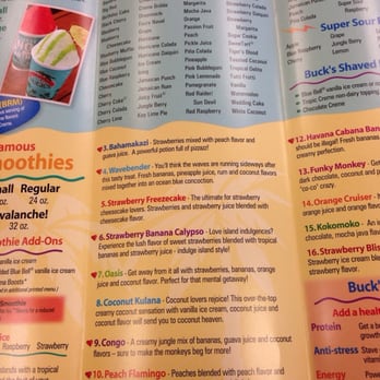 Bahama Buck's - Menu - Shaved Ice Near Me - Burleson, Texas