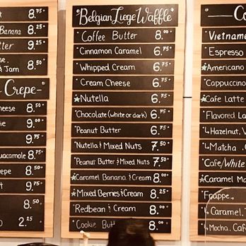 Cafe Hue - Large menu board on wall. - Creperies Near Me - San Diego, California