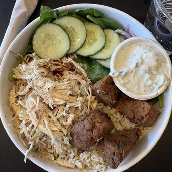 Sunflower Cafe - Greek salad with part chicken part falafel - Cafes Near Me - Lawrence, Kansas