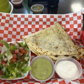 La Morenita Restaurant - Cheese quesadilla. Kids loved the salad! - Tacos Near Me - San Jose, California