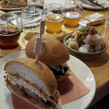 Vice & Virtue Brewing - Brisket Sandwich and potatoes - Brewpubs Near Me - Kelowna, British Columbia