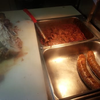 Doc's BBQ - Boudin (a Cajun dirty rice link), and chopped beef - Barbeque Near Me - Crockett, Texas