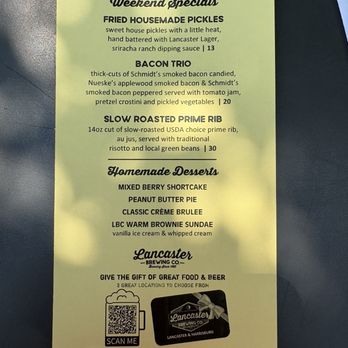 Lancaster Brewing Company - Menu - New American Near Me - Harrisburg, Pennsylvania