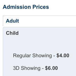 SGT Smith Theater - Child ticket prices