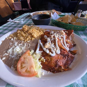 The Jalapeno Grille - Red cheese Enchiladas Platter - Mexican Near Me - St. Charles, Illinois