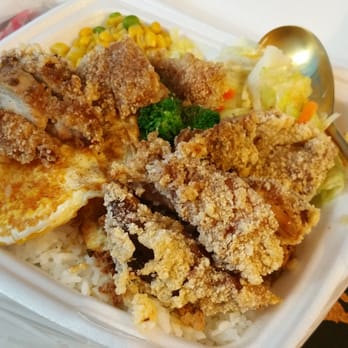 J.J. Bakery - Salty fried chicken steak to go dinner plate ($8.85) comes with soup. Large portion! Highly recommended too! - Bakeries Near Me - Irvine, California J.J. Bakery - Salty fried chicken steak to go dinner plate ($8.85) comes with soup. Large portion! Highly recommended too! - Bakeries Near Me - Irvine, California