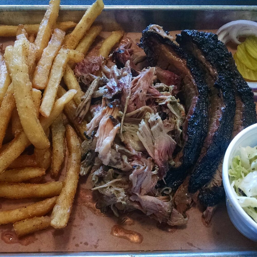 Texlahoma BBQ - Two meat dinner with fries and slaw. - Barbeque Near Me - Edmond, Oklahoma Texlahoma BBQ - Two meat dinner with fries and slaw. - Barbeque Near Me - Edmond, Oklahoma