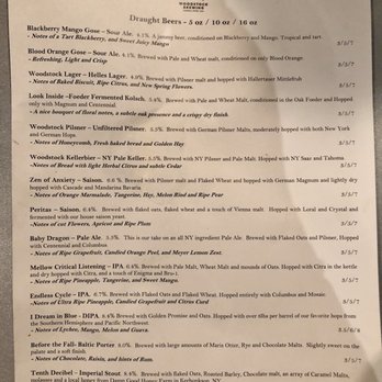 Woodstock Brewing - Beer menu (Jan 2019) - Breweries Near Me - Phoenicia, New York