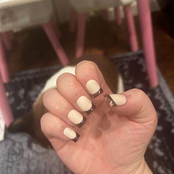 J Salon Studios & Spa - French gel x nails applied with acrylic, base color is not french tips, and peeling. - Day Spas Near Me - Lancaster, California