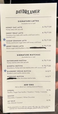 Menu photo 1 Daydreamer Coffee Atlanta, GA Menu photo 1 Daydreamer Coffee Atlanta, GA