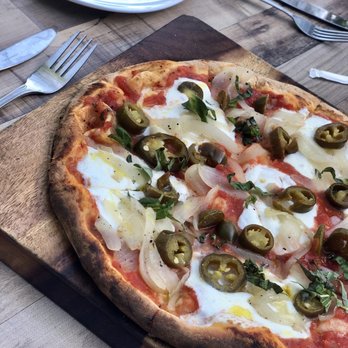 B2 Bistro + Bar - Margherita Pizza with jalapeños and onions - Mediterranean Near Me - North Brunswick, New Jersey B2 Bistro + Bar - Margherita Pizza with jalapeños and onions - Mediterranean Near Me - North Brunswick, New Jersey