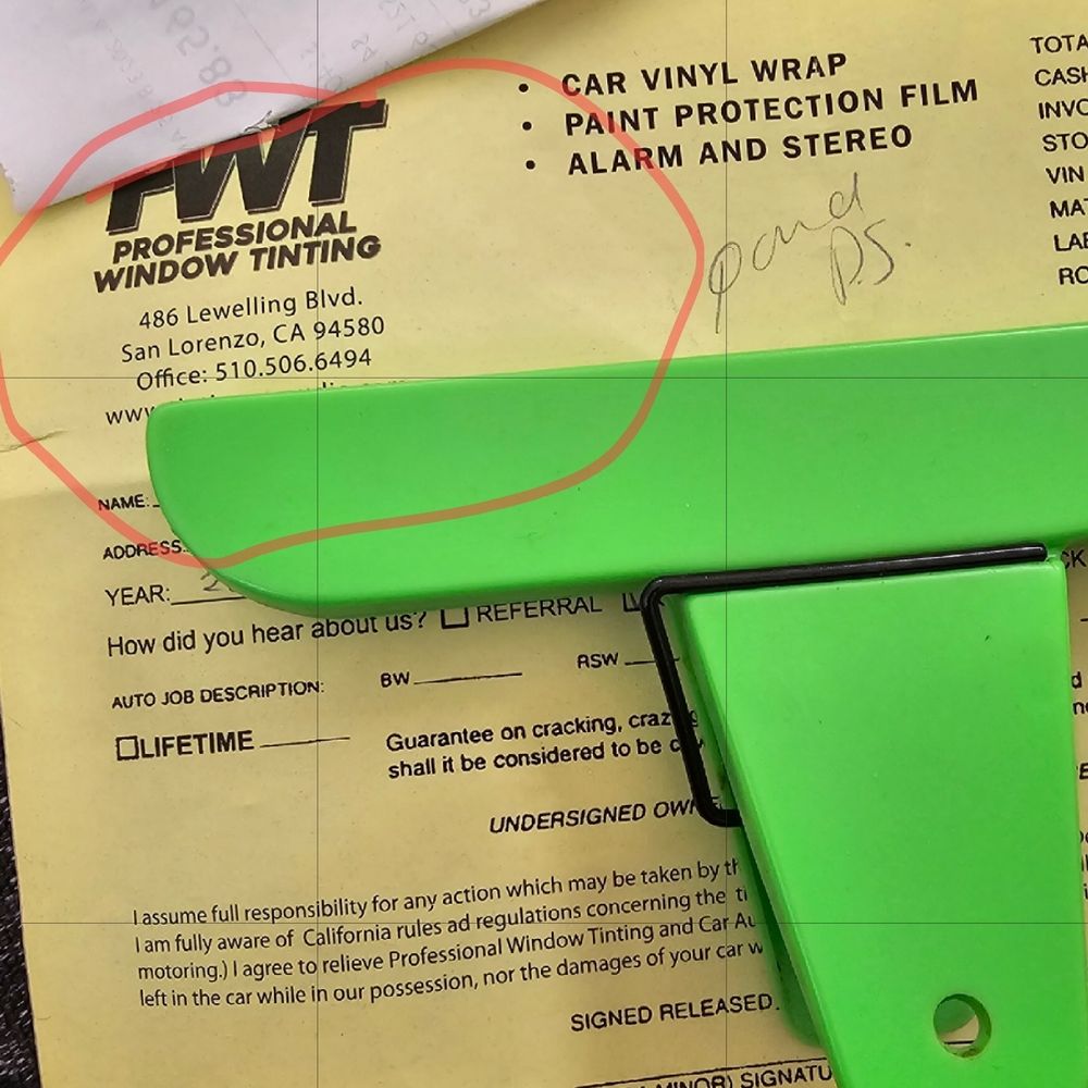 Professional Window Tinting - proof of reciept - Car Window Tinting Near Me - San Lorenzo, California Professional Window Tinting - proof of reciept - Car Window Tinting Near Me - San Lorenzo, California