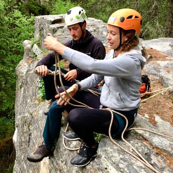 Rock Climb Montana - AMGA certified guide, Cole, teaching anchor building at Stryker. - Climbing Near Me - Whitefish, Montana Rock Climb Montana - AMGA certified guide, Cole, teaching anchor building at Stryker. - Climbing Near Me - Whitefish, Montana