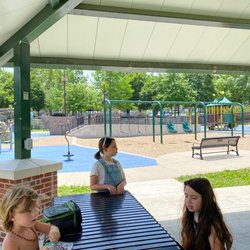 Sheila Kemper Dietrich Park - Getting ready to eat lunch under one of the 2 or 3 picnic pavilions