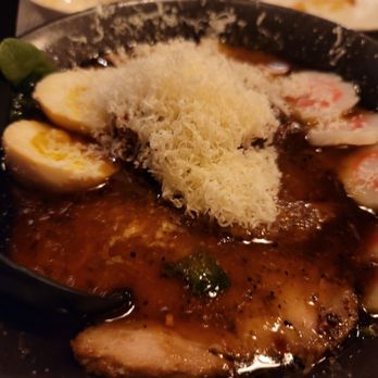 WAYA Japanese Izakaya - Black Spicy Tonkotsu with fish cake and cheese - Japanese Near Me - Dallas, Texas WAYA Japanese Izakaya - Black Spicy Tonkotsu with fish cake and cheese - Japanese Near Me - Dallas, Texas