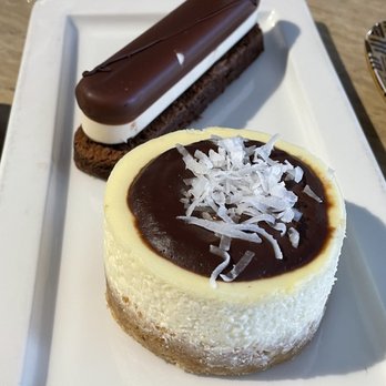 Tiny Pyramid - Chocolate Flourless Cake with Peanut Butter Ganache and a Chocolate Haupia Cheesecake - Cafes Near Me - Honolulu, Hawaii Tiny Pyramid - Chocolate Flourless Cake with Peanut Butter Ganache and a Chocolate Haupia Cheesecake - Cafes Near Me - Honolulu, Hawaii