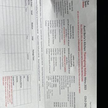 Aunt Berta's Kitchen - Holiday Menu - 2023 - Soul Food Near Me - Haddon Township, New Jersey Aunt Berta's Kitchen - Holiday Menu - 2023 - Soul Food Near Me - Haddon Township, New Jersey